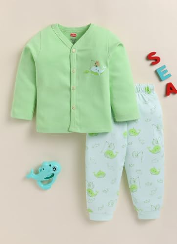 Image of LuvLap Baby Boys & Girls Regular Fit 100% Cotton Half Sleeves Jhabla & Shorts Set Pack of 2