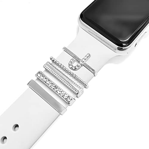 Image of 5Pcs Charms for Apple Watch band 41mm 45mm 40mm 44mm 38mm 42mm 46mm 49mm Women,Diamond+Metal Jewelry Decorative Ring For iWatch series 11 10 9 8 7 6 5 4 se 3 /2,Galaxy watch 7 /6 /5 /4,Strap Accessories
