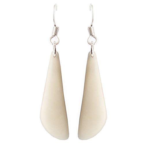Tagua Nut Earrings Slivers Handmade Fair Trade, Lightweight by Florama Natural Jewelry (Ivory White)