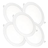 Jandei – Pack x 5 Downlights LED Empotrable Redondo, 18W, 1500 Lúmenes, Extraplano 13 mm, Orificio de Montaje Ø200-205 mm, Blanco Neutro 4200K con Transformadores Incluidos