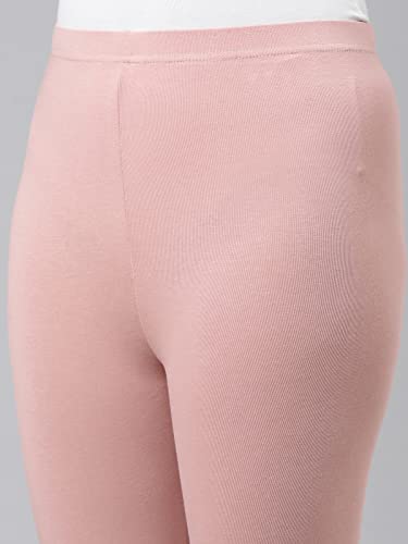 Image of GO COLORS Girls Solid Mid Rise Slim Fit Cropped Leggings