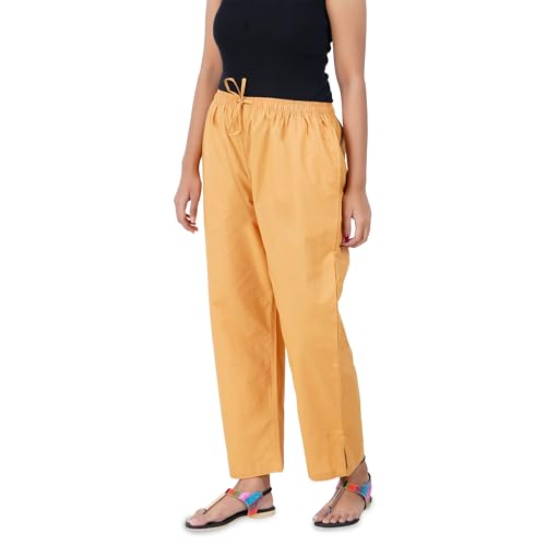 Image of Happy Bunny Parallel Pants for Women 100% Cotton Ankle Length Trousers Regular Fit with Elastic Drawstring Stylish & Pockets Casual Formal Wear for Office & Home