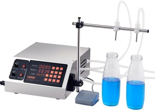 VEVOR Liquid 10-4000ml Filling Capacity, Automatic Filler Bottling Machine Digital Control for Milk, Water, Wine, Beverage, Soy Sauce, Vinegar, Alcohol (Double, Dual Nozzle
