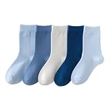 キッズ ソックス 子供 靴下 5足セット 無地 12-22cm クルーソックス 9タイプ キッズ靴下 女の子 ベビー 保育園 幼稚園 小学生 女児用 (JP, アルファベット, XL, ブルーセットA)