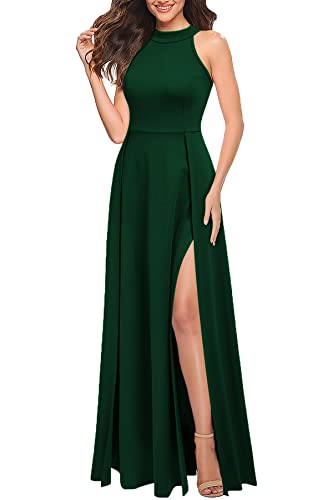 MUSHARE Women's Halter Neck Sexy Split Cocktail Party Maxi Long Formal Dress3