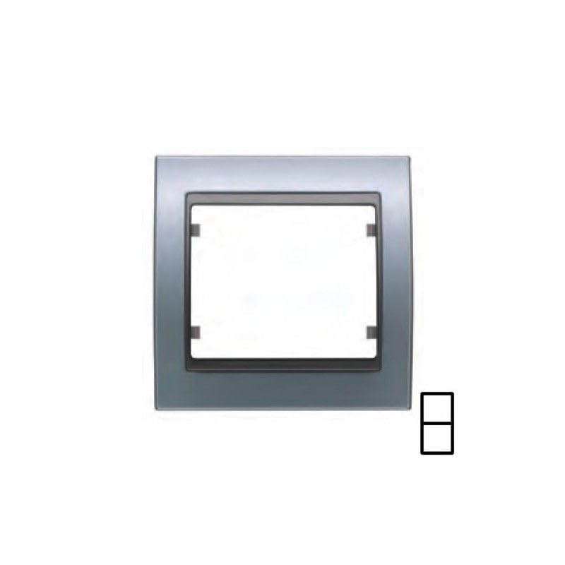Marco embellecedor Bjc Mega vertical doble de zamak y aluminio prusia
