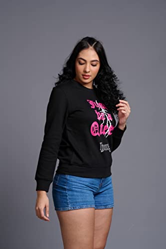 Image of Go Devil Stylish Trendy Regular Fit 100% Cotton Sweatshirt with Round /Crew Neck Full Sleeves, Casual Printed Winter Wear for Women /Girls