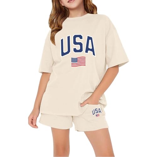Shirts for Girls Independence Day 4th of July Shirt Set for Toddler Boys Girls Kids USA Flag Stripe TShirt with Shorts Set - Main Image