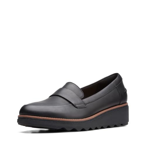 Clarks Damen Sharon Gracie Penny Loafer, Schwarz Leder, 36.5 EU – Ansicht 1