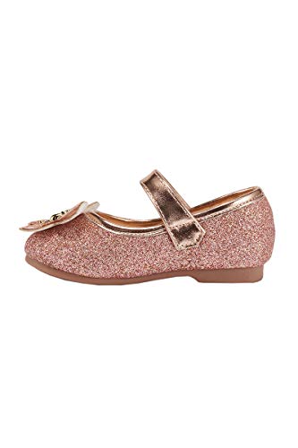 Vetaste Girls Butterfly Mary Jane Dress Shoes Glitter Wedding Party Ballet Flats Rose Gold #TOP1