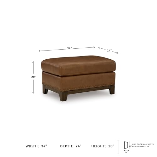 Image of Signature Design by Ashley Brendola Leather Ottoman, Amber, No Assembly