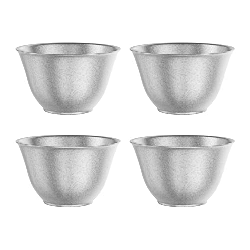 TIANLIFE 4pcs 50ml Tee Tasse, Titan Tragbare Kleine Teetasse, Doppelwandige Vakuum Teetasse, Chinesische Kungfu Teetasse zum Aufbrühen von Losem Tee, für Zuhause, im Freien, im Büro(Silber-1) Cover