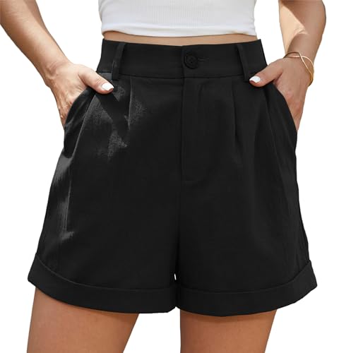 8ヤーズ♪ Pleated Shorts [Women’s] ブラック M Pleated shorts with adjustable waist - Women | MANGO OUTLET USA