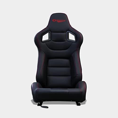 MODAUTO Asiento Deportivo Coche,Semibaquet Ajustable,Adaptable para Cochescon,Ríeles incluidos,Conductor y Pasajero,para Coche y Simulador de Conducción,Modelo M-N705R,Negro Logo