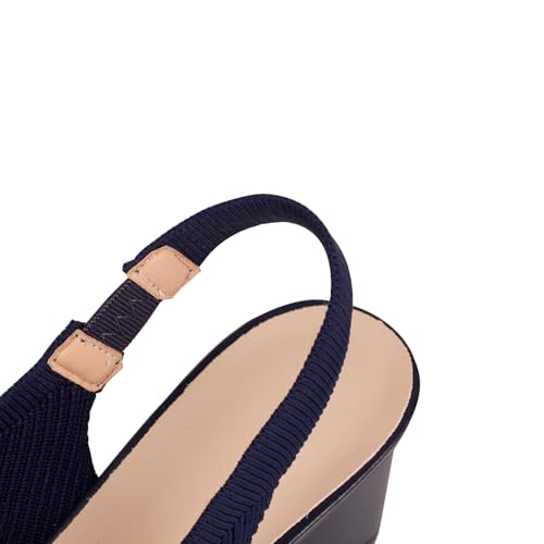 YEOJOU Women's Closed Toe Slingback Heels Kitten Heel Knit Pumps Dress Shoes3