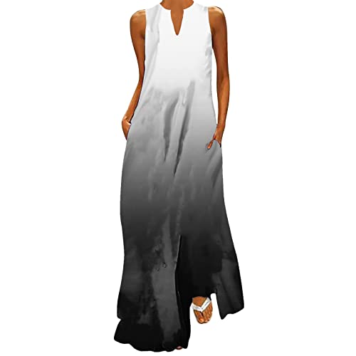 Fudule Women's Deep V Neck Short Sleeve Long Dresses Pleated High Waist Slit Club Party Evening Maxi Dress C-W-0411-N3 #TOP8