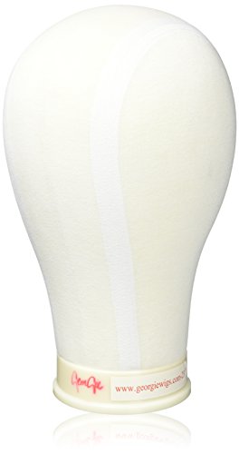 Georgie Wig Head Stand - Water Repellant, 23" Circumference - Pedestal Wig Stand for Wig Accessories