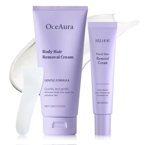 Lot de 2 crèmes dépilatoires pour le visage et la crème dépilatoire pour les lèvres supérieures douces, crème dépilatoire efficace pour le visage, pour peau sensible, lèvres, ligne bikini, sourcils