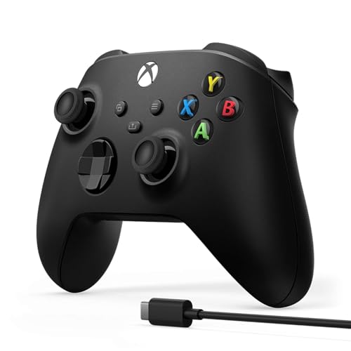 Image of Xbox Wireless Controller - Carbon Black Series X|S, One, and Windows Devices (Black)+ USB-C Cable