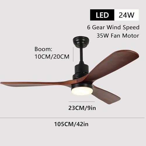 Ventilateur de plafond 6 vitesses éclairage LED variable moteur CC 35W