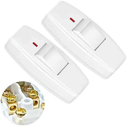 Inline Cord Switch, XGJUCE Button in line Cord Appliance Switch,Rated 6A Lamp Cord Rocker Switch,for Lamp Inline On Off Switch for Small Appliance or Bedroom Table Lamp Desk 2 Pack