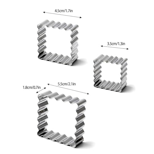 6-Piece Cookie Cutter Set, Scalloped Edge Design for Baking, Includes 2-Inch Square & 2.5-Inch Rectangle Cutters, Perfect for Cookies, Fondant & Pastry Decorations - Image 3