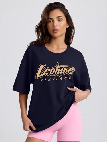 Image of LEOTUDE Women Cottonblend Oversized Baggy Fit Half Sleeve Round Neck Multicolor Combo T-Shirt for Women & Girls (Pack of 3)