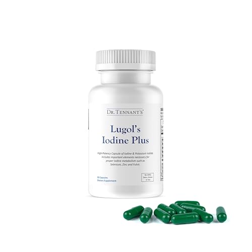 Dr. Tennant's Iodine Supplement Plus | Lugol's Iodine & Potassium Iodide with Essential Co-Factors Selenium & Zinc | Supports Thyroid & Breast Health | 90 Capsules