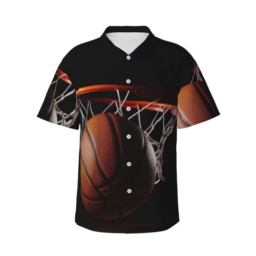 Chemise hawaïenne boutonnée homme : restez frais avec style grâce au motif basket-ball tropical