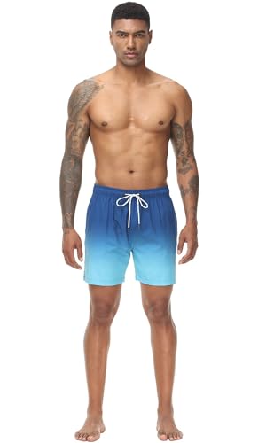 Image of Tyhengta Men's Swim Trunks Quick Dry Beach Shorts with Zipper Pockets and Mesh Lining