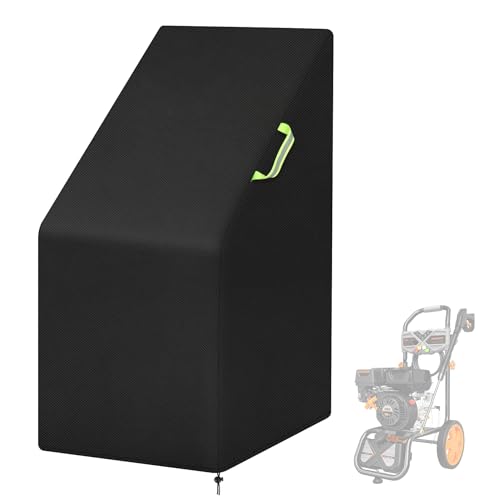 Klmnop Universal Waterproof Pressure Washer Cover for Outdoor Heavy-Duty 420D Silver-Coated Oxford Fabric with Drawstring & Handles 23 L x 20 W x 39 H(Black)