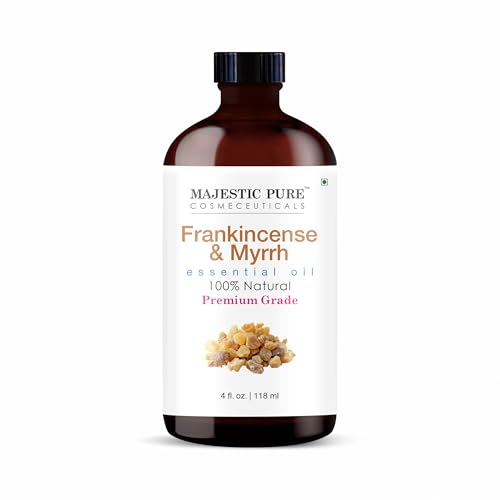 Majestic Pure Frankincense & Myrrh Essential Oil Blend 4 Fl Oz - Warm Resinous Scent for Diffuser Home & Relaxation - Pure Botanical Oils - Blend-Friendly for Massage & Skin Use (Diluted)