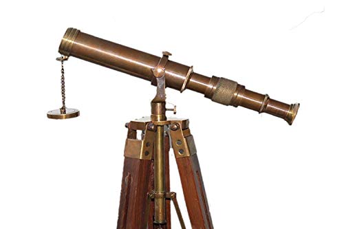 Mahira Nautical Vintage Antique Decorative Table Classy Brass Telescope with Adjustable Tripod Stand B
