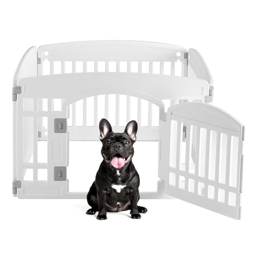 Image of DUMOS Plastic Dog Playpen, 24 Inch 4 Panels Small Pet Fence Play Pen
