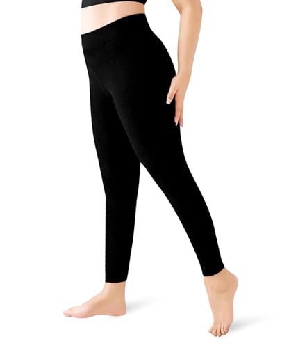 Leggings Térmicos con Forro Polar Cálido para Mujer Pantalones de Invierno Temporada Fría S/M/L/XL (9666-Black, L-XL)