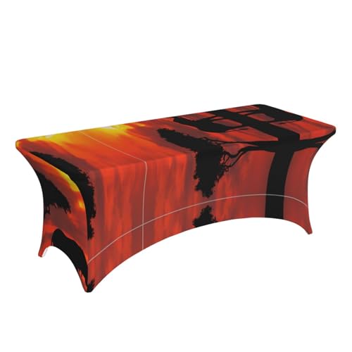 Nappe éléphant coucher de soleil à coins ajustés pour table 1,8m - 4