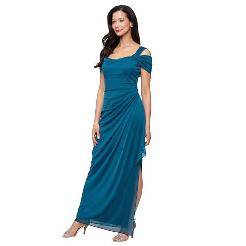 Amazon.com: Alex Evenings Women's Long Cold Shoulder Dress, Mother of The  Bride, Formal Events, (Petite and Regular Sizes), Peacock, 6 : Clothing,  Shoes & Jewelry