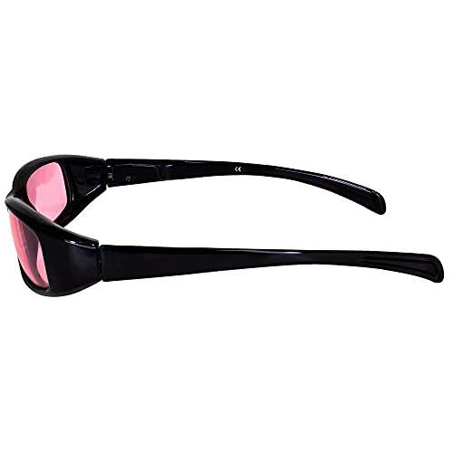 Bad Attitude Motorcycle Riding Sunglasses Black Frames with Rose Lenses3