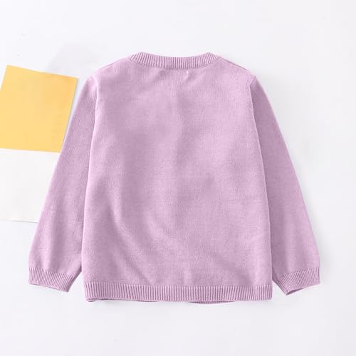 Girls Fall Trendy Knit Sweater Button Down Long Sleeve Simple Plain Knitted Cardigan Trave Vacation Coat 2-10 Years3