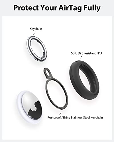 Image of Stouchi Air Tag Holder Key Ring with Soft TPU Case, Stainless Steel