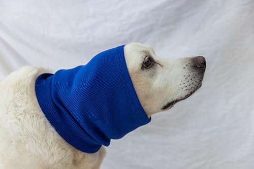 Image of Calming Dog Snood - Anti-Anxiety Ear Cover Neck Gaiter Safe & Sound Noise Reduction Dog Ear Snood Blue L