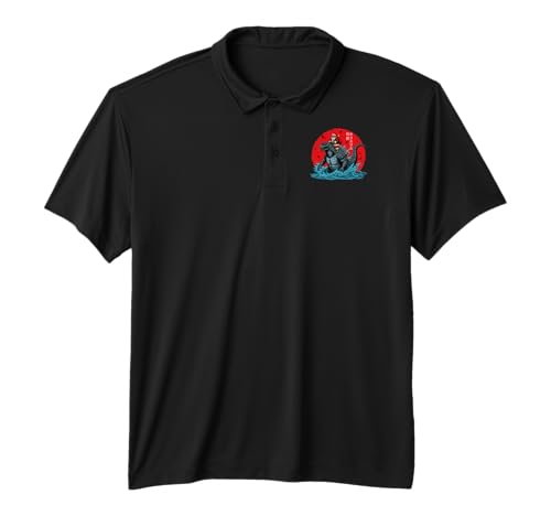 Christmas Santa Riding Japanese Monster Kaiju Santazilla Performance Polo Shirt