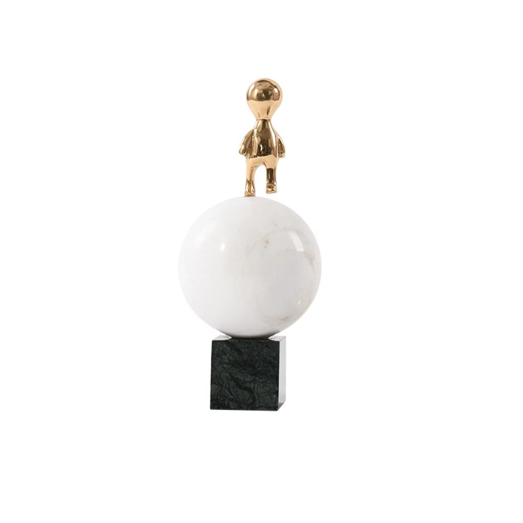 Boule de marbre SSDD et statue abstraite taille L pour salon