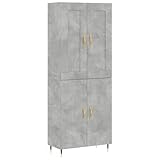 Couleur : Gris béton Tomostar Buffet Haut Cuisine, Buffet de Cuisine Meuble de Rangement Armoire Vaisselier Gris béton 69,5x34x180 cm Bois d\'ingénierie