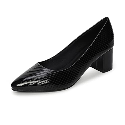 Image of Marc Loire Women's Self Design Comfortable Slip-on Casual Pointed Toe Block Pumps Heels