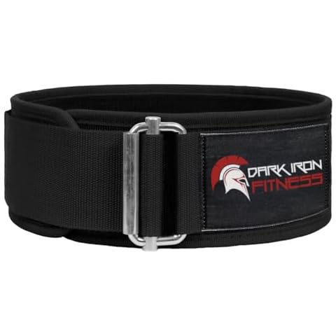 Dark Iron Fitness Self-Locking Weight Lifting Belt for Powerlifting, Gym, CrossFit - Premium Nylon with Adjustable Metal Buckle (Medium) Cover