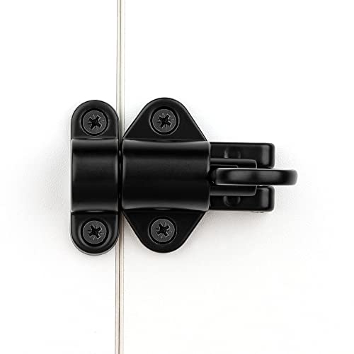 INIRET 2 Packs Self-Closing Latches,Black Spring Door Lock,Resilient Bolt Latch Aluminum Alloy Safety Automatic Spring Barrel Slide Door Lock with Screws,Used for Gate,Window and Cabinet etc - Image 4