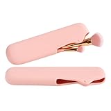 Porta Pincéis de Maquiagem - Estojo de Maquiagem em Silicone Lavável – Organizador Para Seus Pincéis de Maquiagem - Ideal para Bolsa e Viagens (Rosa)