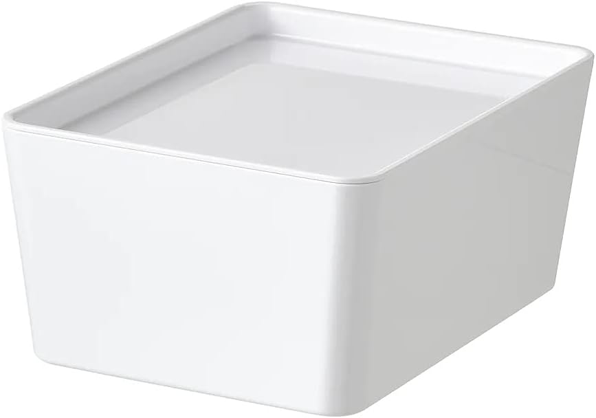 Ikea TSSP Box with lid, white13x18x8 cm (5x7x3 ยผ ") (plastic, Rectangular)