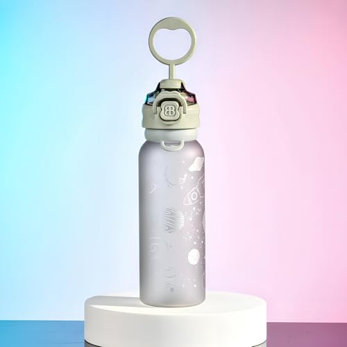 Image of BAYBEE 2 in 1 Baby Sipper Bottle for Kids | Anti-Spill BPA Free Baby Water Bottle with Silicone Straw & Carry Handle | 900 ML Drinking Water Bottle for Kids Toddlers 12+ Months Boys Girls (Grey)